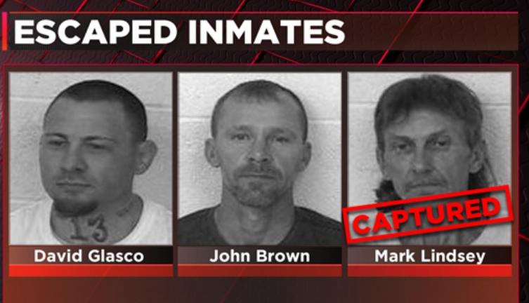 Mugshots of the three escaped inmates David Glasco, John Brown, and Mark Lindsey (captured).
