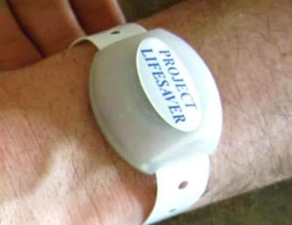 Project Lifesaver wristband being worn.